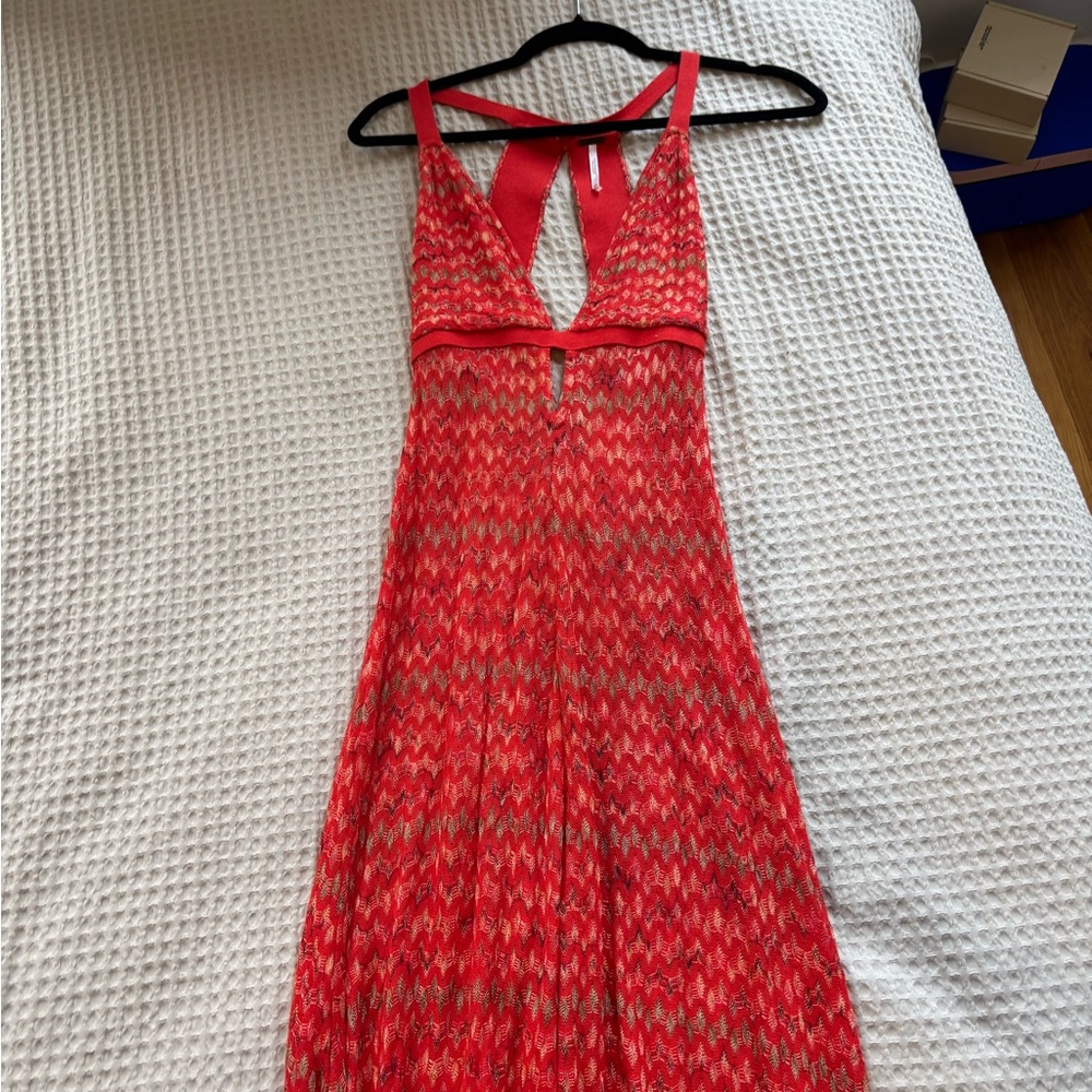 Free People Red and White Maxi Dress